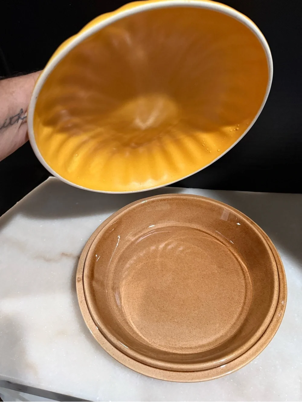 Sanor Ceramica Vintage Orange Pumpkin Pie Dish With Lid Made in Portugal~10”